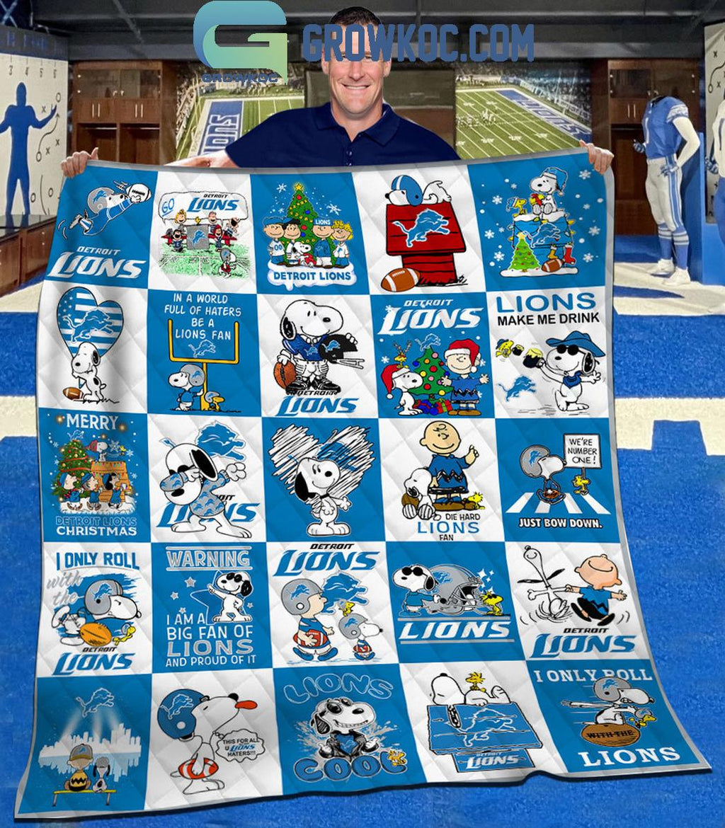 Detroit Lions Snoopy Lions Make Me Drink Proud Fleece Blanket Quilt