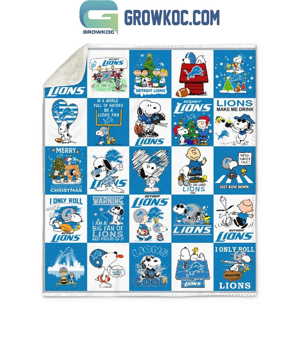 Detroit Lions Snoopy Lions Make Me Drink Proud Fleece Blanket Quilt