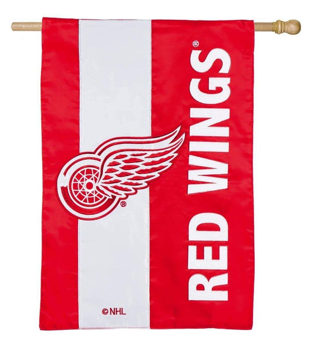 Detroit Red Wings Banner 2 Sided Embellished Applique House Flag