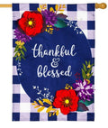 Fall Floral Check Flag 2 Sided House Banner