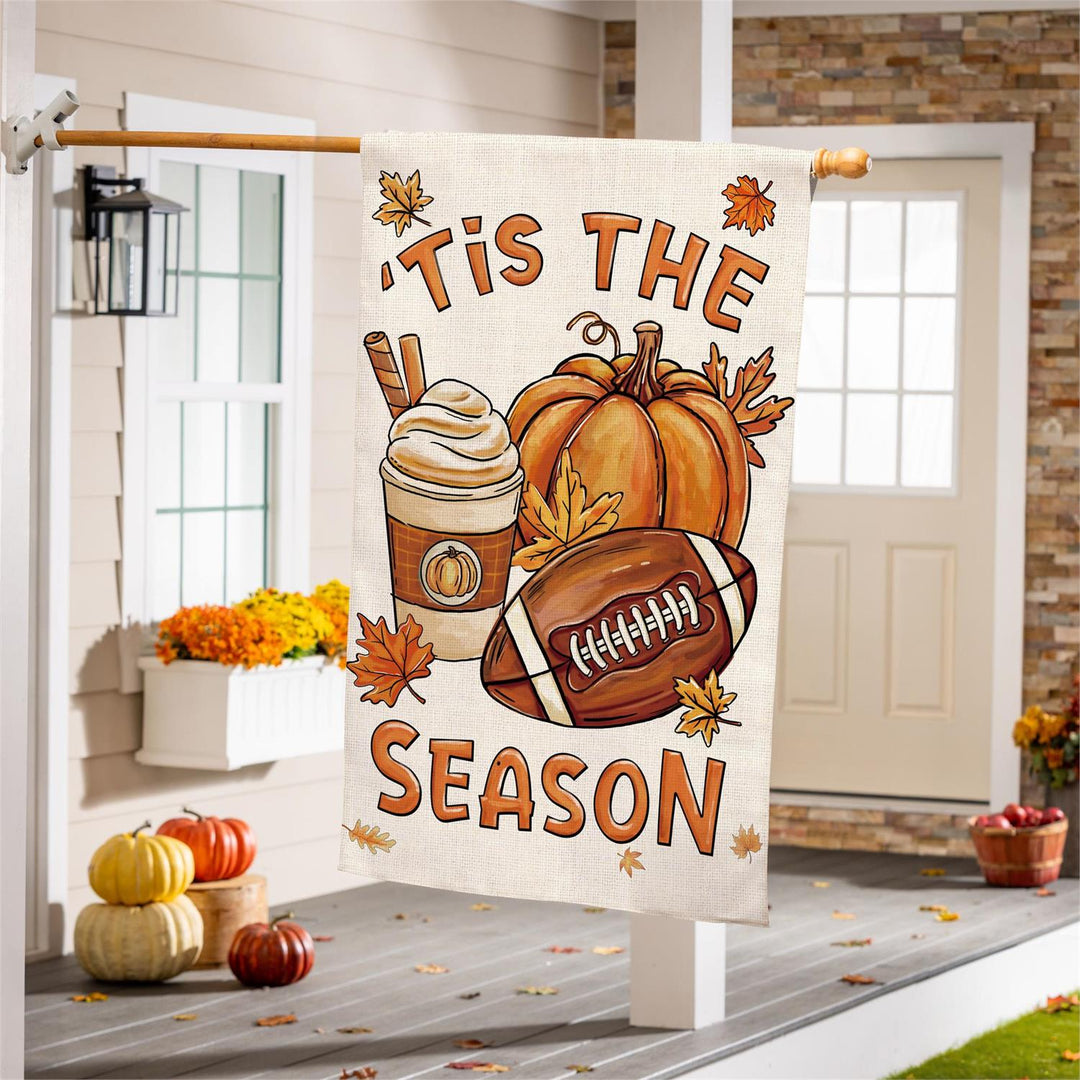 Fall Icon Season 2 Sided Burlap House Flag