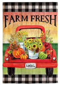 Farm Fresh Flower Truck Flag 2 Sided Decorative
