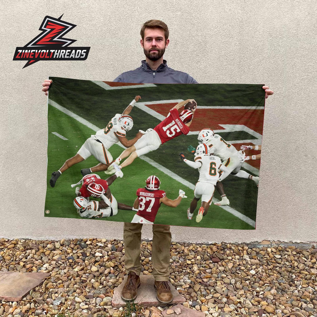 Fernando Mendoza Touchdown One Of The Hardest Moment In College Football History National Champions 2025 Garden House Two Sided Flag