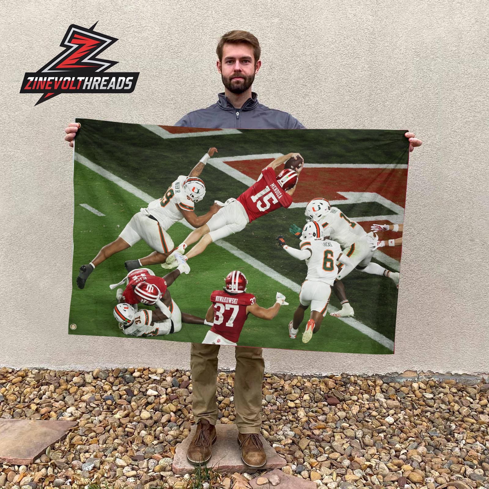 Fernando Mendoza Touchdown One Of The Hardest Moment In College Football History National Champions 2025 Garden House Two Sided Flag