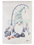 Fishing Gnome Garden Flag 2 Sided Waffle
