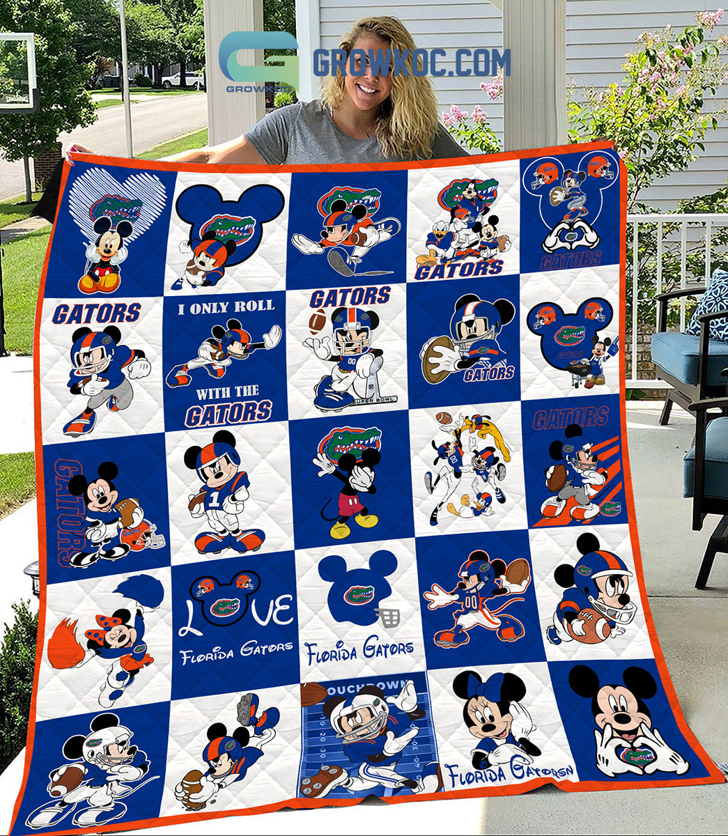 Florida Gators NCAA Mickey Disney Fleece Blanket Quilt