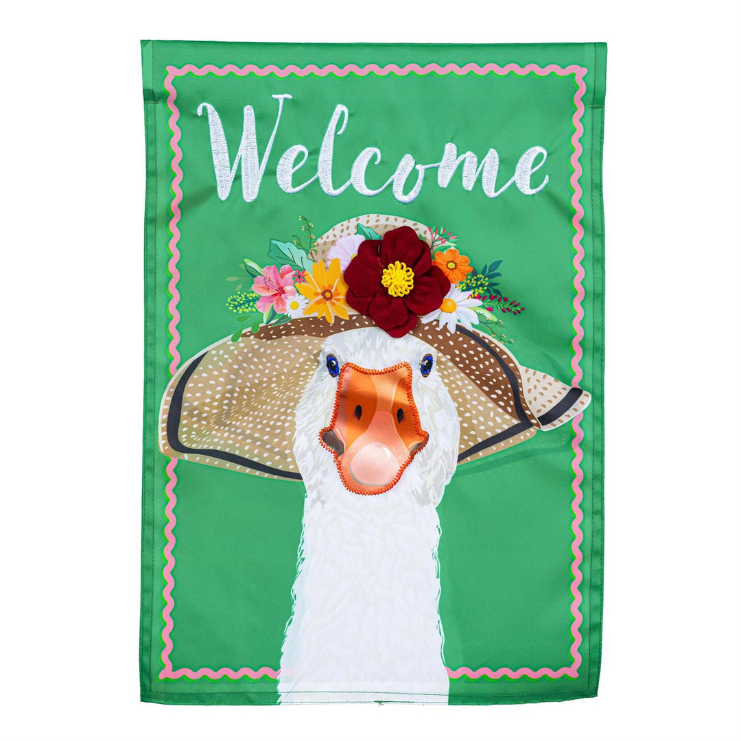 Flowery Porch Goose 2 Sided Garden Flag