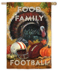 Food Family Football Flag 2 Sided Thanksgiving House Banner