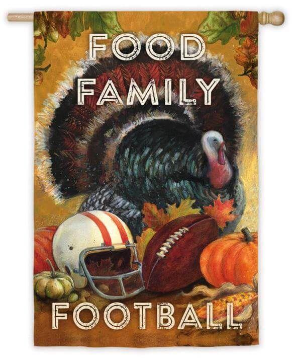 Food Family Football Flag 2 Sided Thanksgiving House Banner