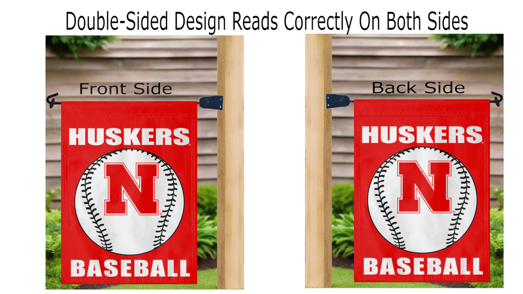 13x18 Nebraska Baseball Double Sided Garden Flag