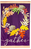 Gather Fall Leaves Wreath Flag 2 Sided House Banner