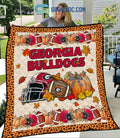 Georgia Bulldogs NCAA Football Welcome Fall Pumpkin Halloween Fleece Blanket Quilt