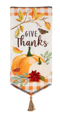 Give Thanks Pumpkins 2 Sided Long Garden Flag