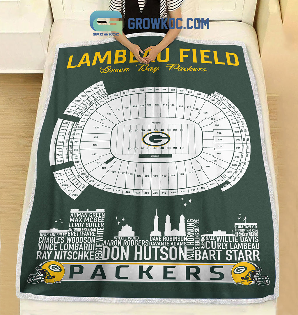 Green Bay Packers Lambeau Field Stadium Legends Fleece Blanket Quilt