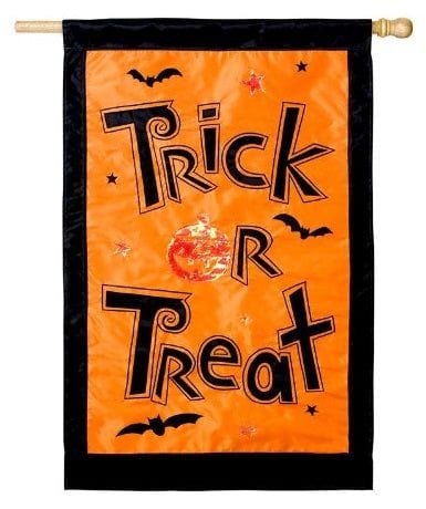 Halloween Trick or Treat Flag 2 Sided Applique House Banner