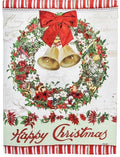 Happy Christmas Bells Wreath Garden Flag 2 Sided