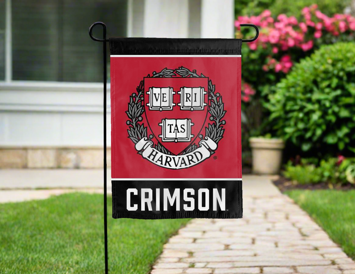 Harvard Crimson Red and Black Garden Flag