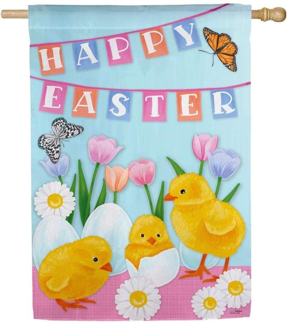 Hatched Happy Easter Flag 2 Sided House Banner