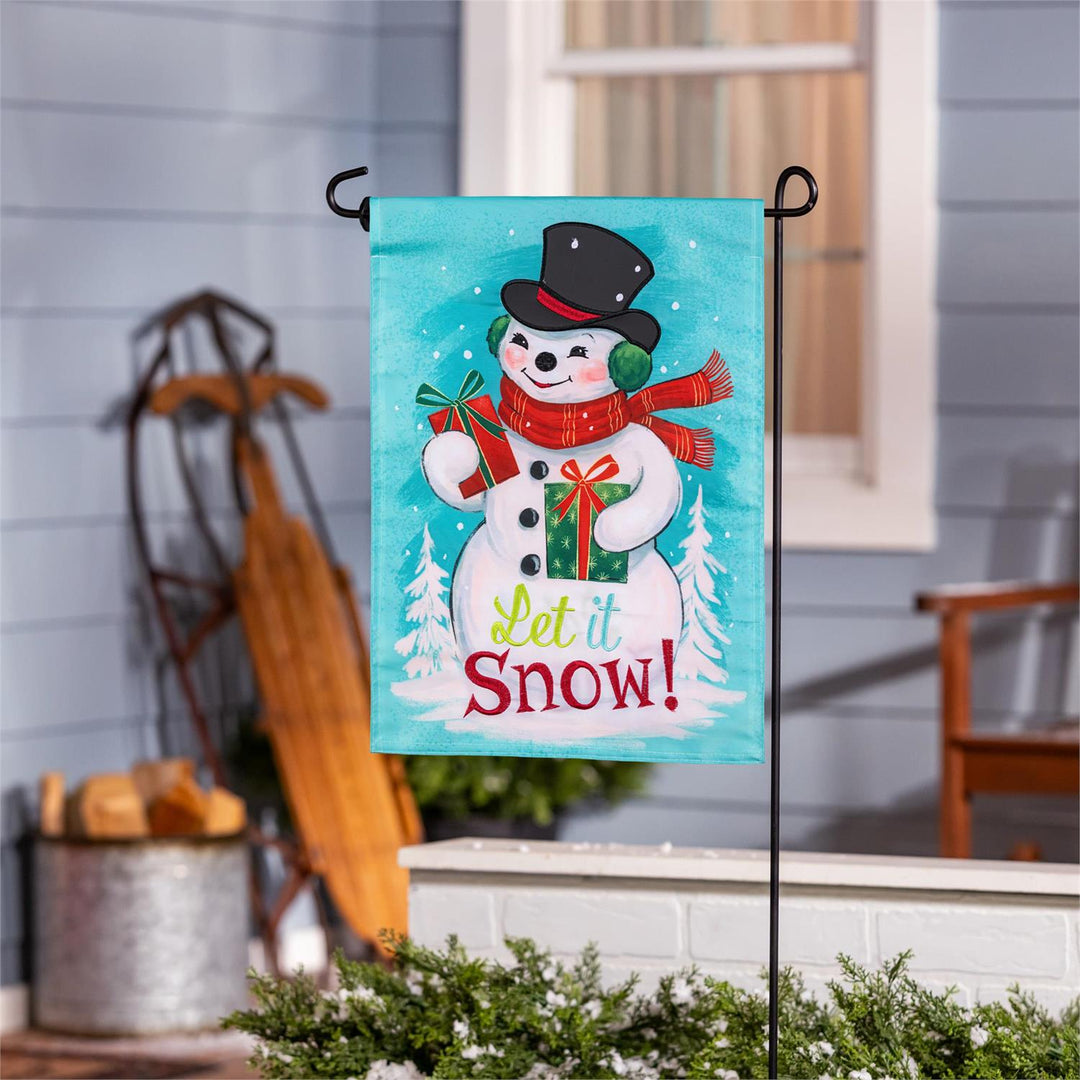 Heartfelt Cheer Snowman 2 Sided Applique Garden Flag