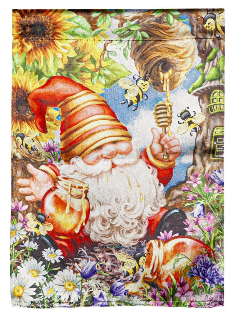 Honeybee Gnome Banner 2 Sided Decorative House Flag