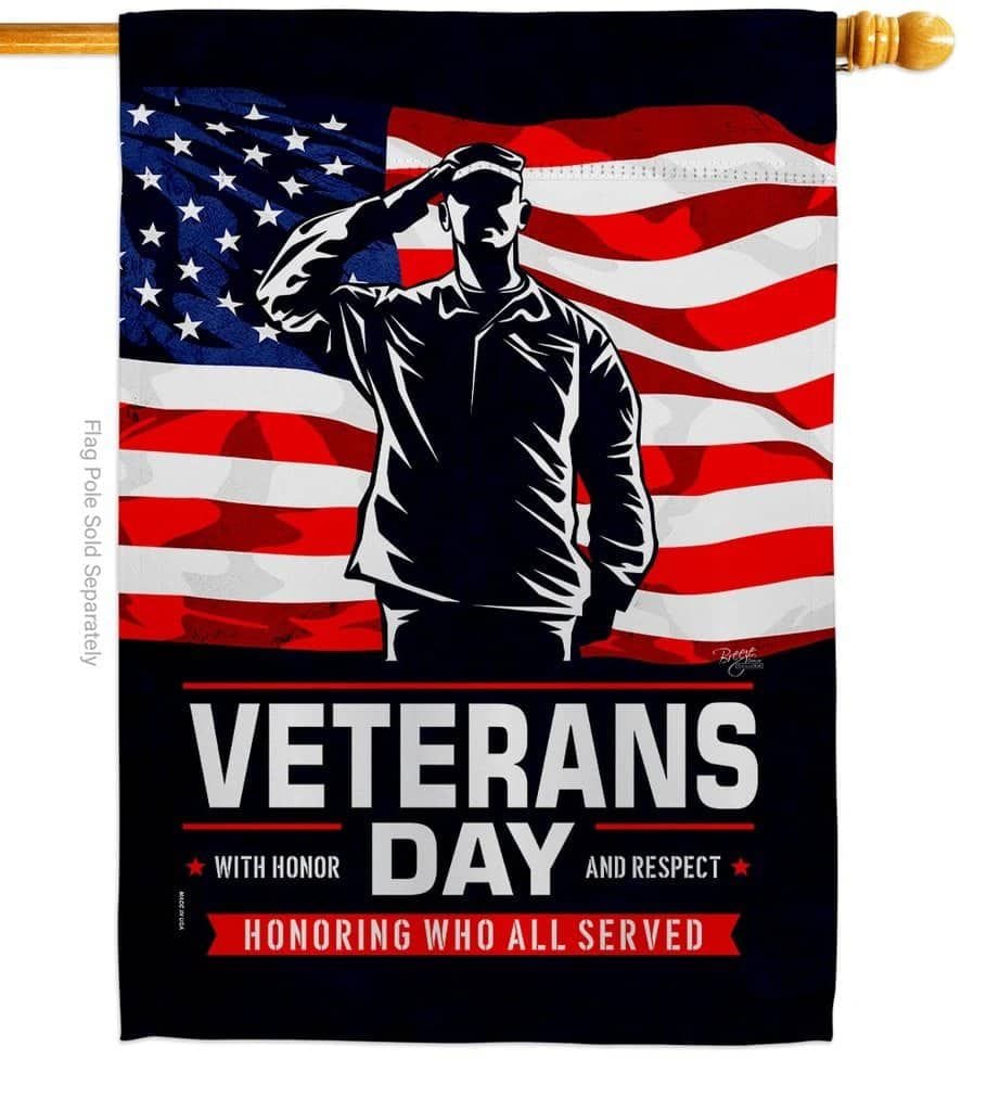 Honor Our Veterans Flag 2 Sided Vertical Banner