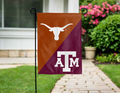 13x18 House Divided Garden Flag with University of Texas and Texas A&M University Logos