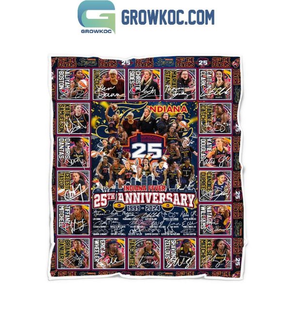 Indiana Fever 25th Anniversary 1999-2024 Fan Fleece Blanket Quilt