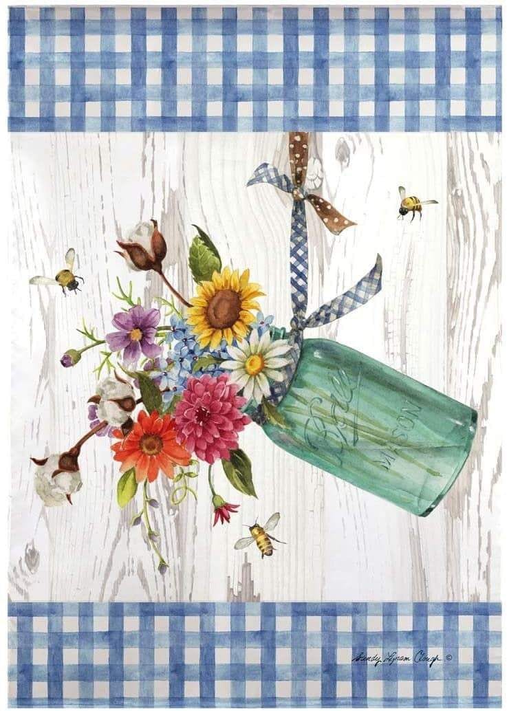 Indigo Farm Bouquet Garden Flag 2 Sided