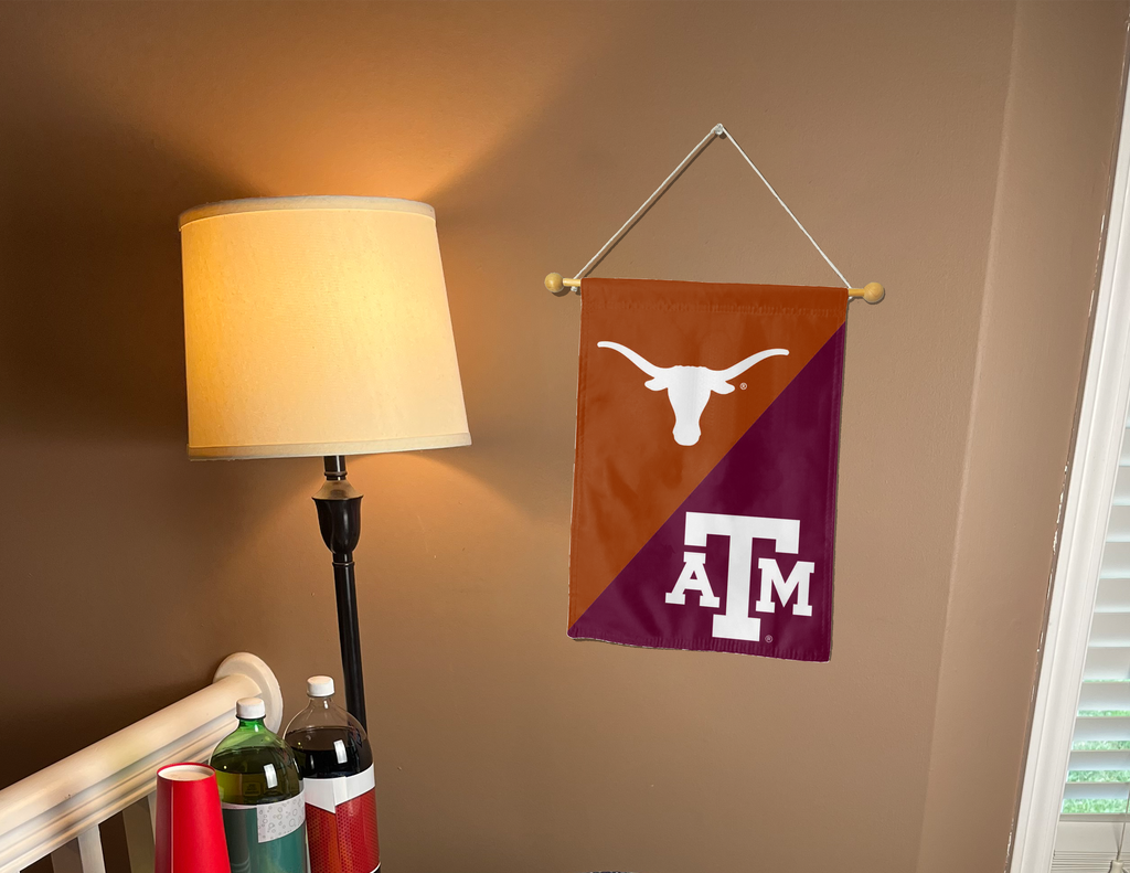13x18 House Divided Garden Flag with University of Texas and Texas A&M University Logos