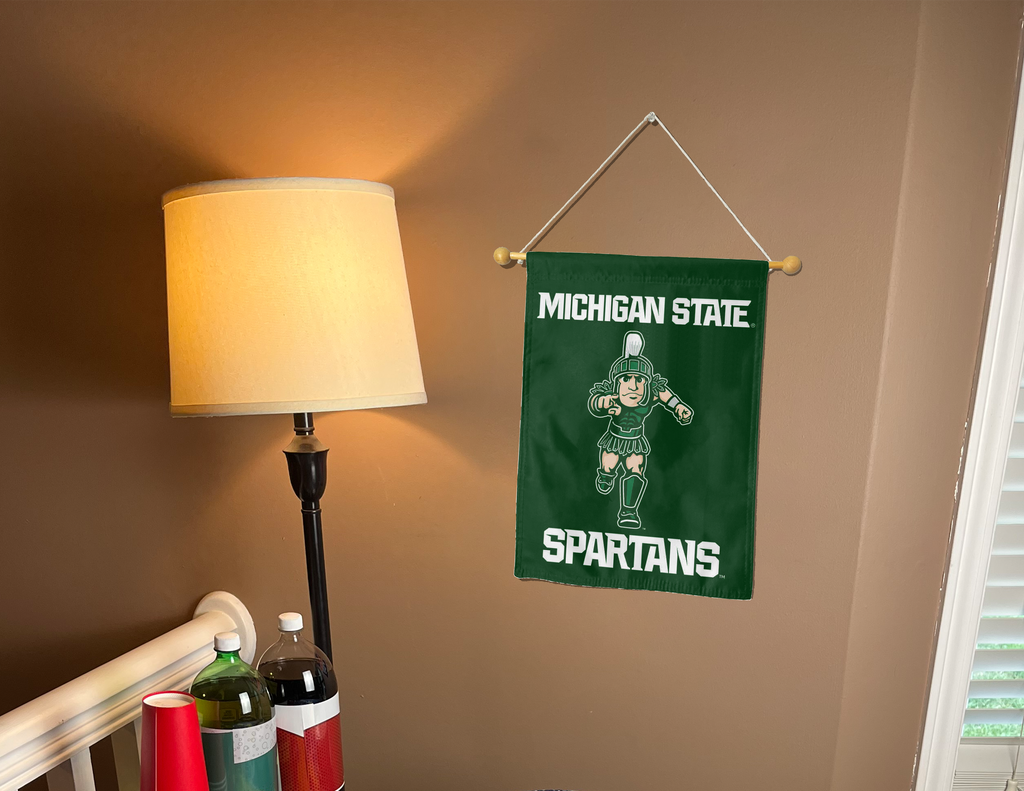 MSU Spartans Double Sided Garden Flag with Sparty Mascot Logo