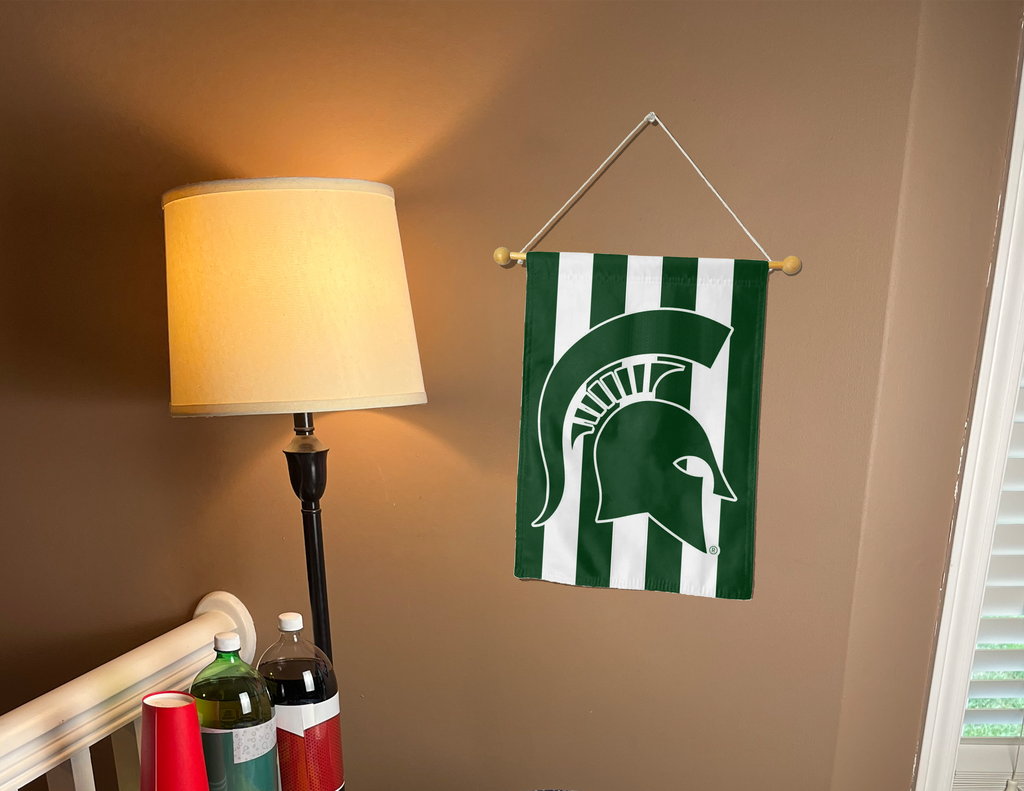 MSU Green and White Stripes Double Sided Garden Flag