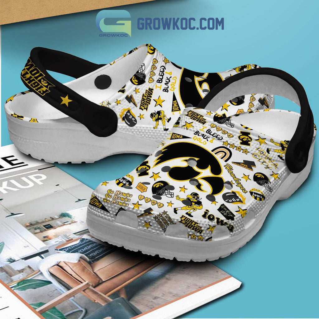 Iowa Hawkeyes Fight For Iowa I Bleed Black And Gold Clogs Crocs