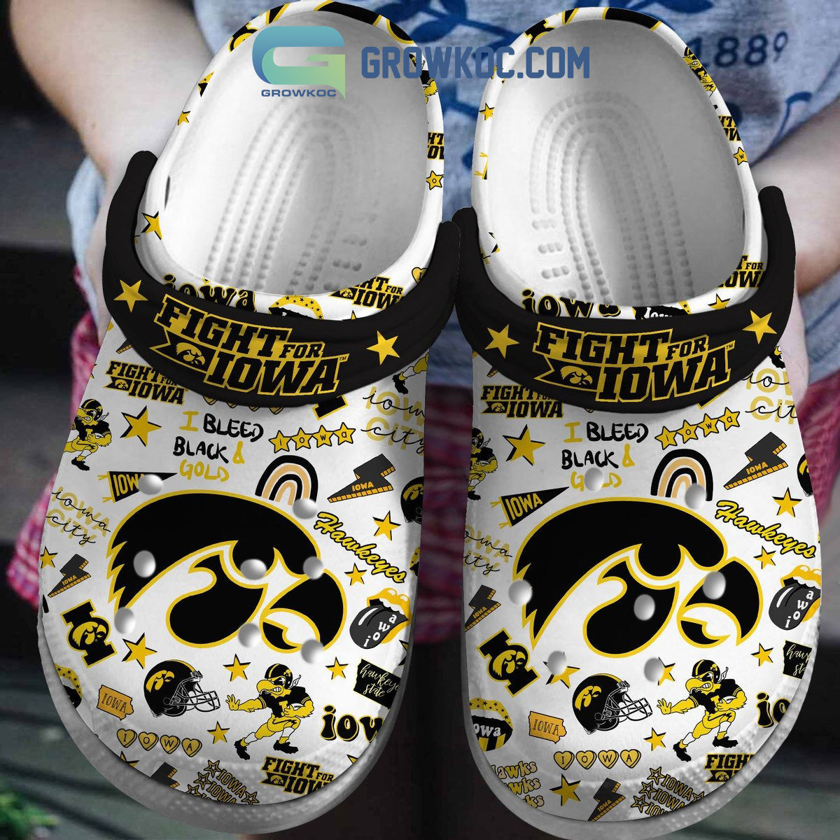 Iowa Hawkeyes Fight For Iowa I Bleed Black&Gold Clogs Crocs