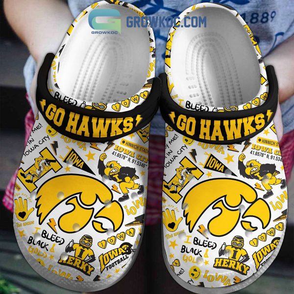 Iowa Hawkeyes Go Hawks I Bleed Black And Gold Clogs Crocs