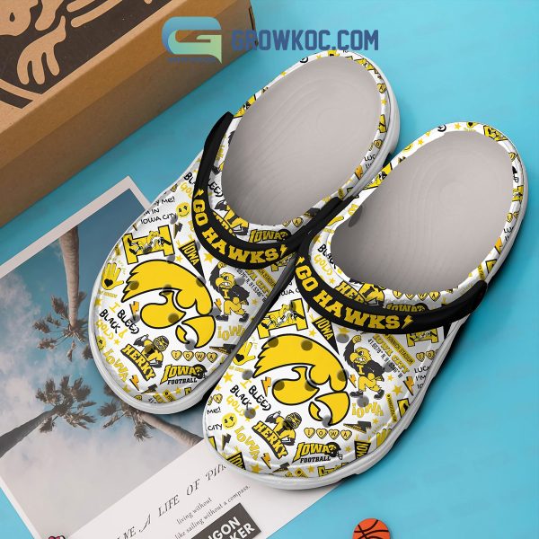 Iowa Hawkeyes Go Hawks I Bleed Black And Gold Clogs Crocs