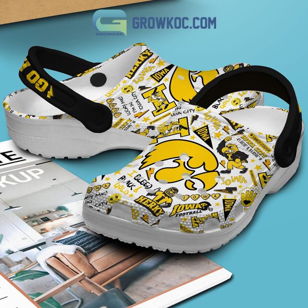 Iowa Hawkeyes Go Hawks I Bleed Black And Gold Clogs Crocs