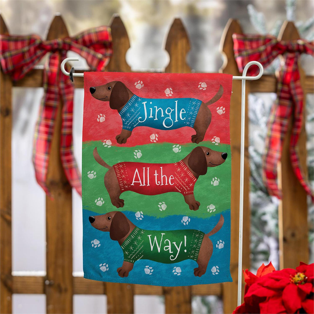 Jingle All The Way Dachshund 2 Sided Garden Flag