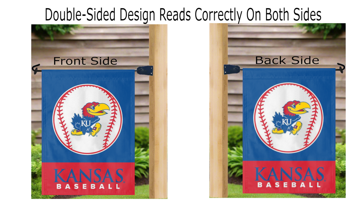 Double Sided Kansas Baseball Garden Flag