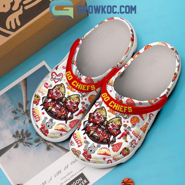 Kansas City Chiefs Bow Football Girly Go Chiefs Crocs Clogs