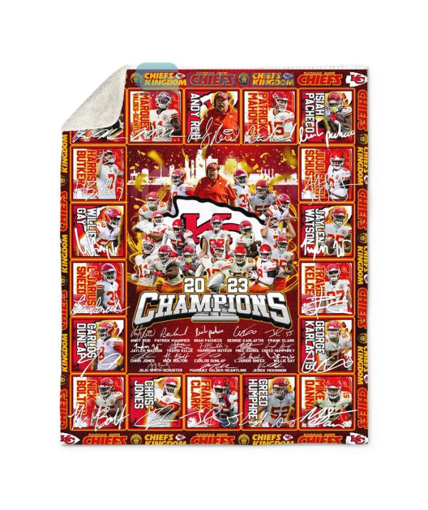 Kansas City Chiefs Super Bowl Champions 2023 Fleece Blanket, Quilt