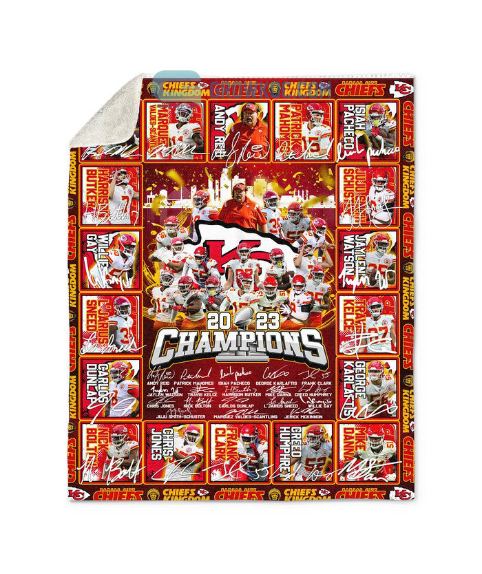 Kansas City Chiefs Super Bowl Champions 2023 Fleece Blanket, Quilt