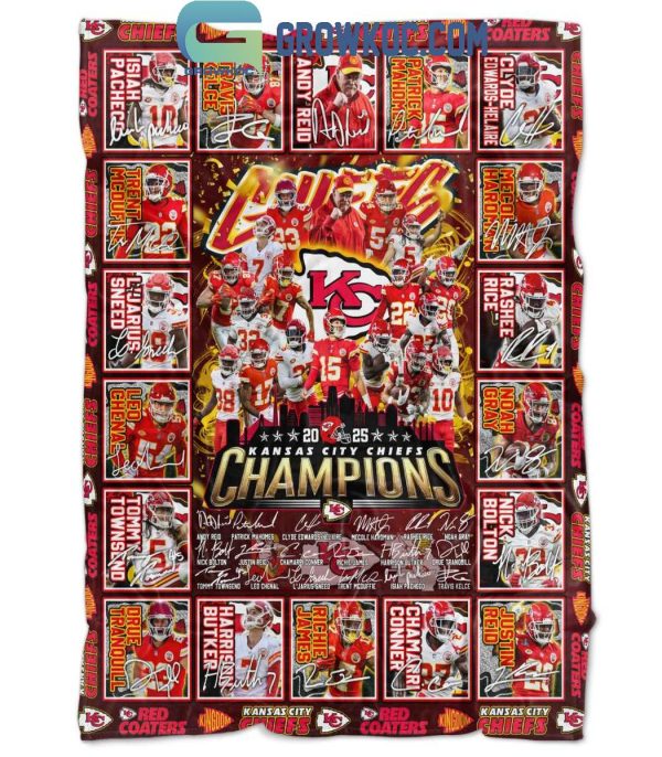 Kansas City Chiefs Super Bowl Champions 2025 Flecee Blanket Quilt
