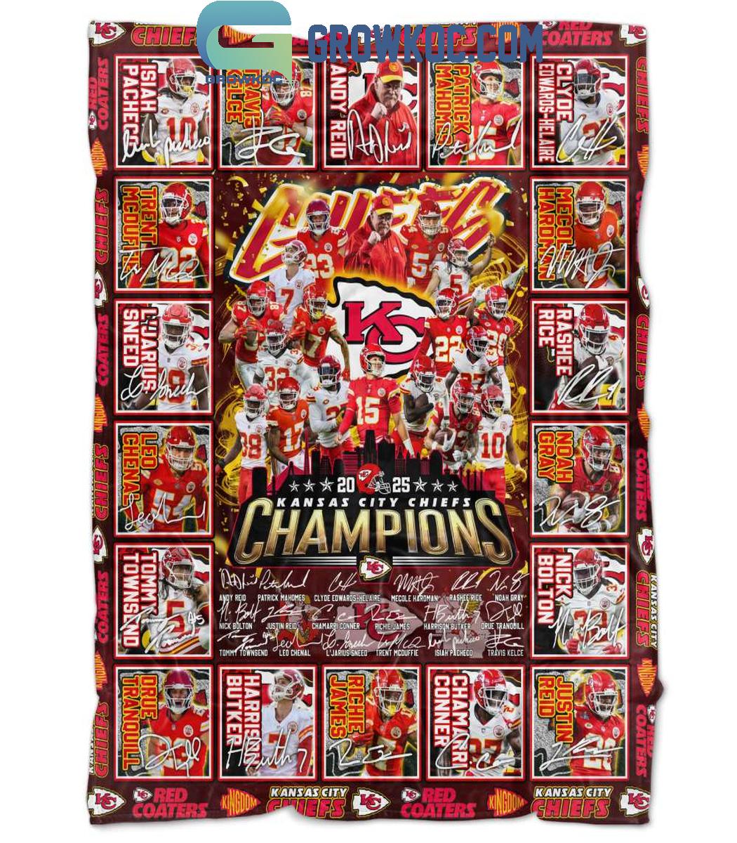 Kansas City Chiefs Super Bowl Champions 2025 Flecee Blanket Quilt