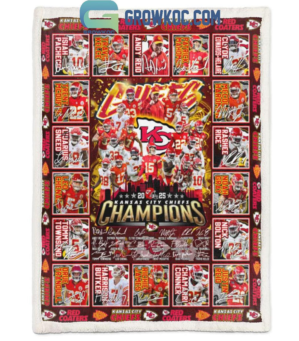 Kansas City Chiefs Super Bowl Champions 2025 Flecee Blanket Quilt