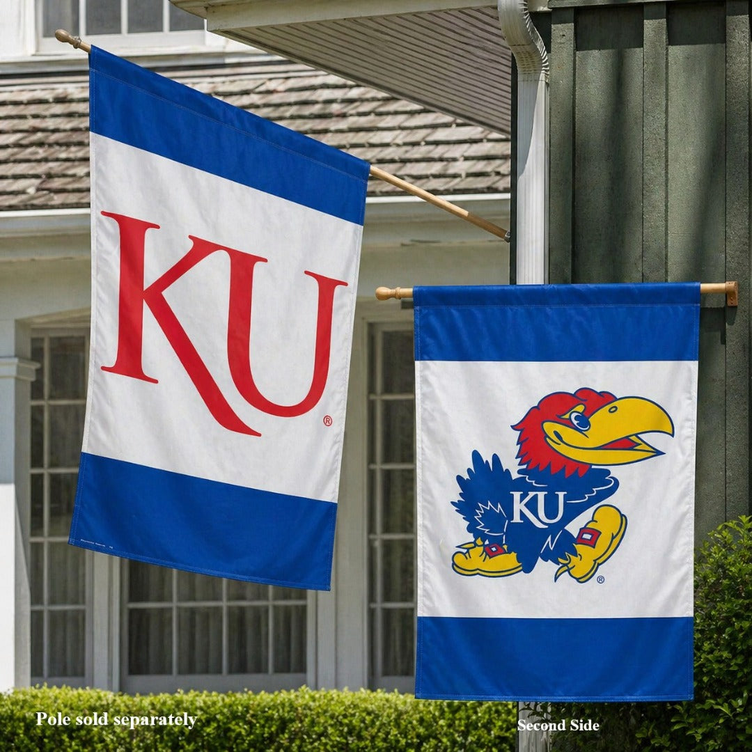 Kansas Jayhawks House Flag 2 Sided Vertical Banner