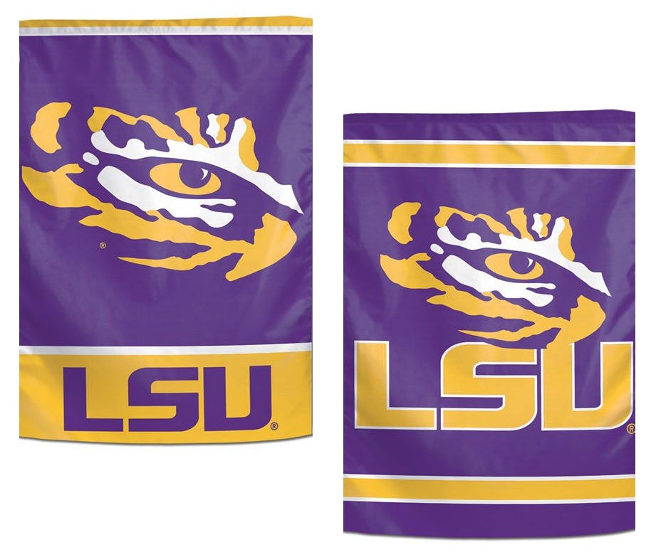 LSU Tigers 2 Sided Garden Flag Double Logo Tiger Eye