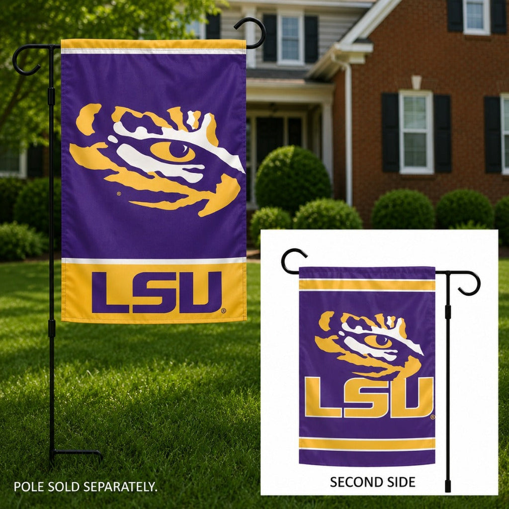 LSU Tigers 2 Sided Garden Flag Double Logo Tiger Eye