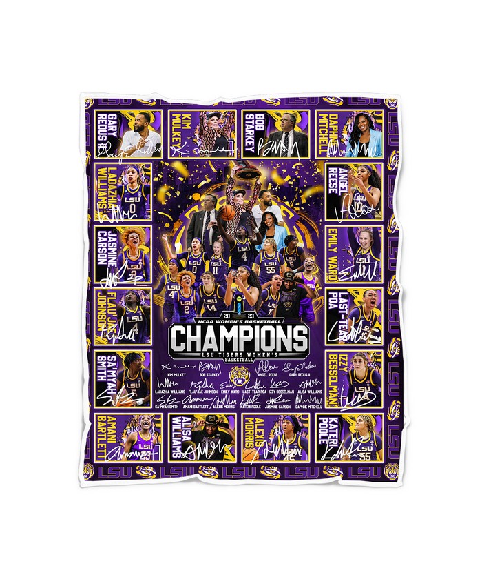 LSU Tigers Champions NCAA Women's Basketball 2023 Fleece Blanket, Quilt