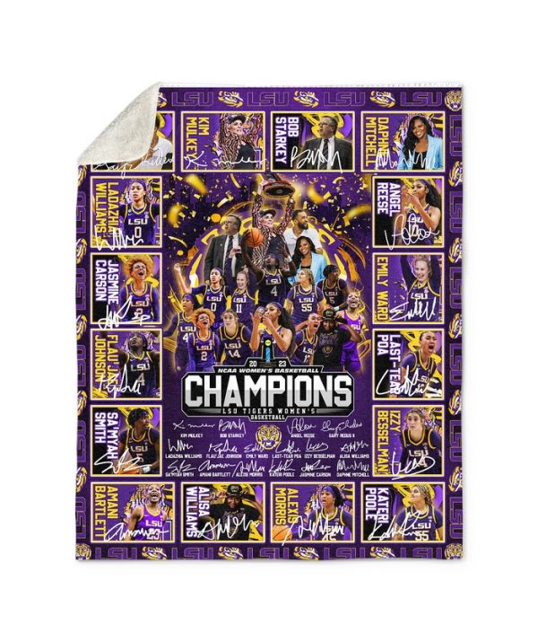 LSU Tigers Champions NCAA Women's Basketball 2023 Fleece Blanket, Quilt