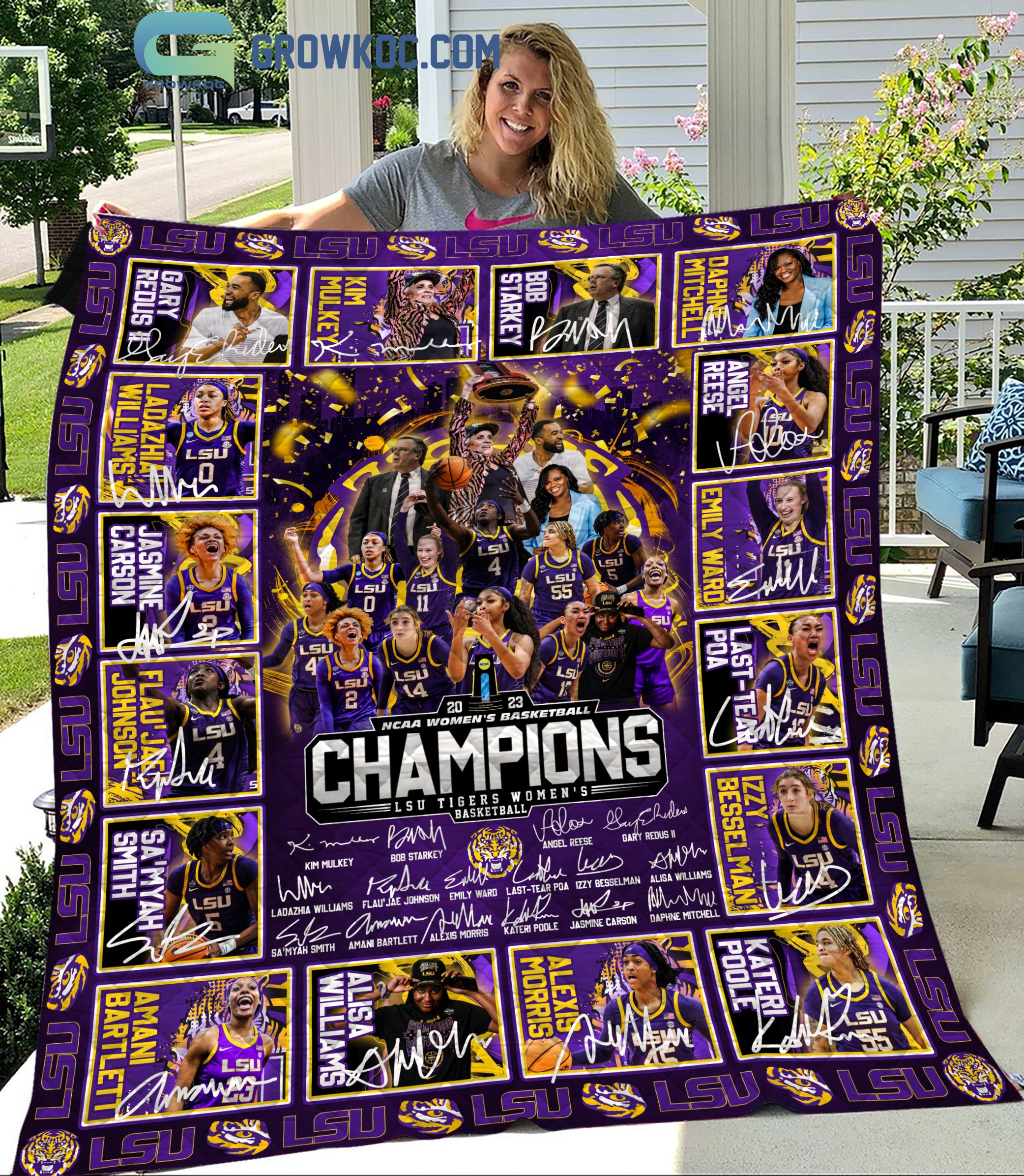 LSU Tigers Champions NCAA Women's Basketball 2023 Fleece Blanket, Quilt